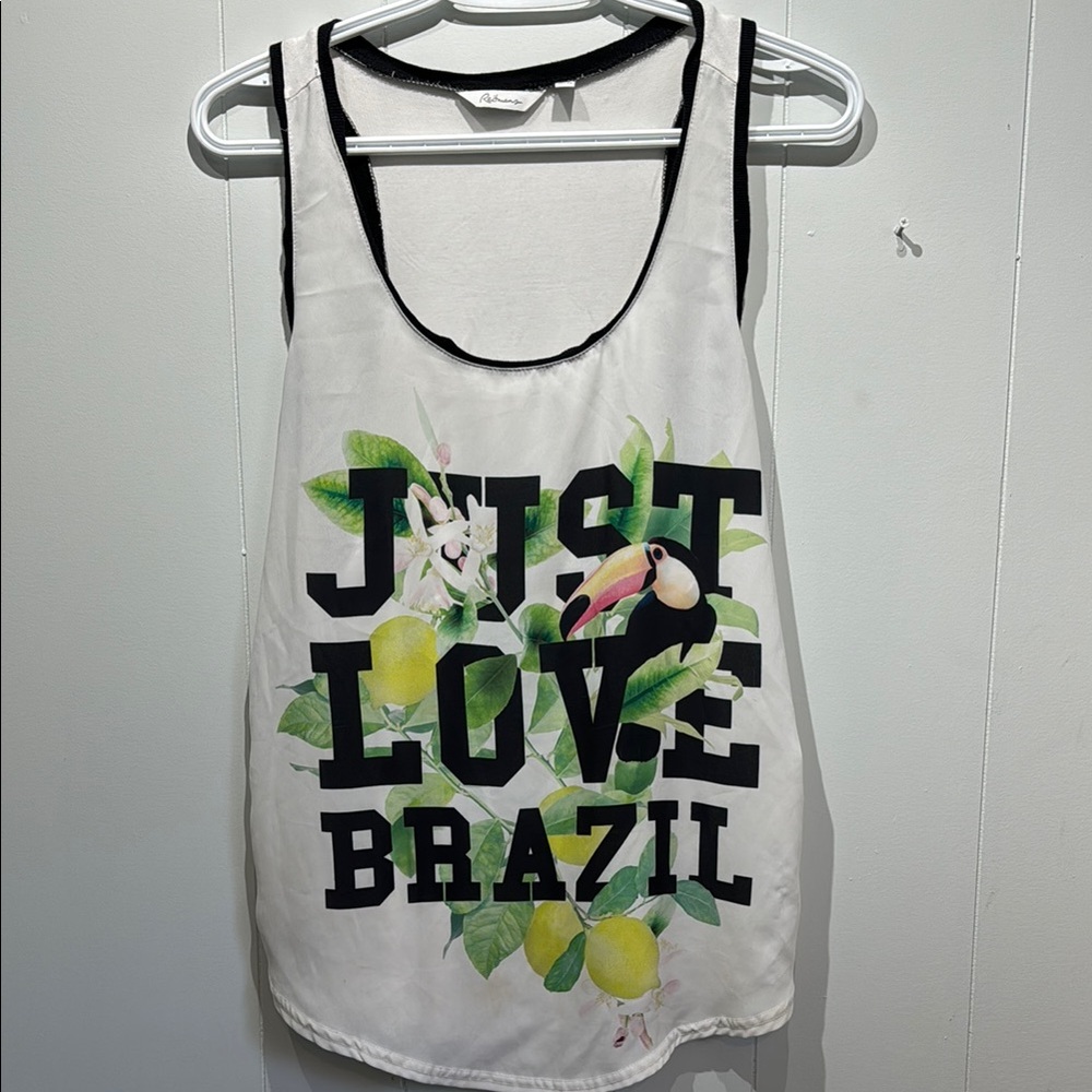 Reitmans White Graphic Sleeveless Tank Top